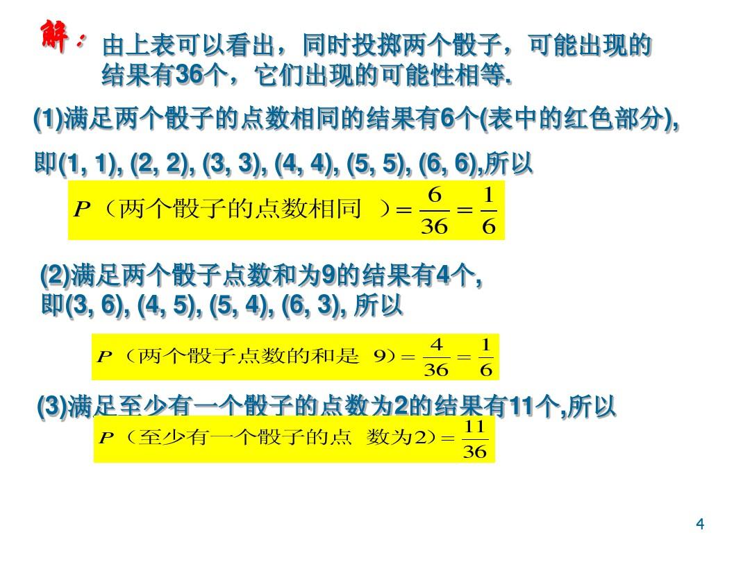 掷两个普通骰子 点数一样的可能性是_叫点数的骰子_骰子点数的概率